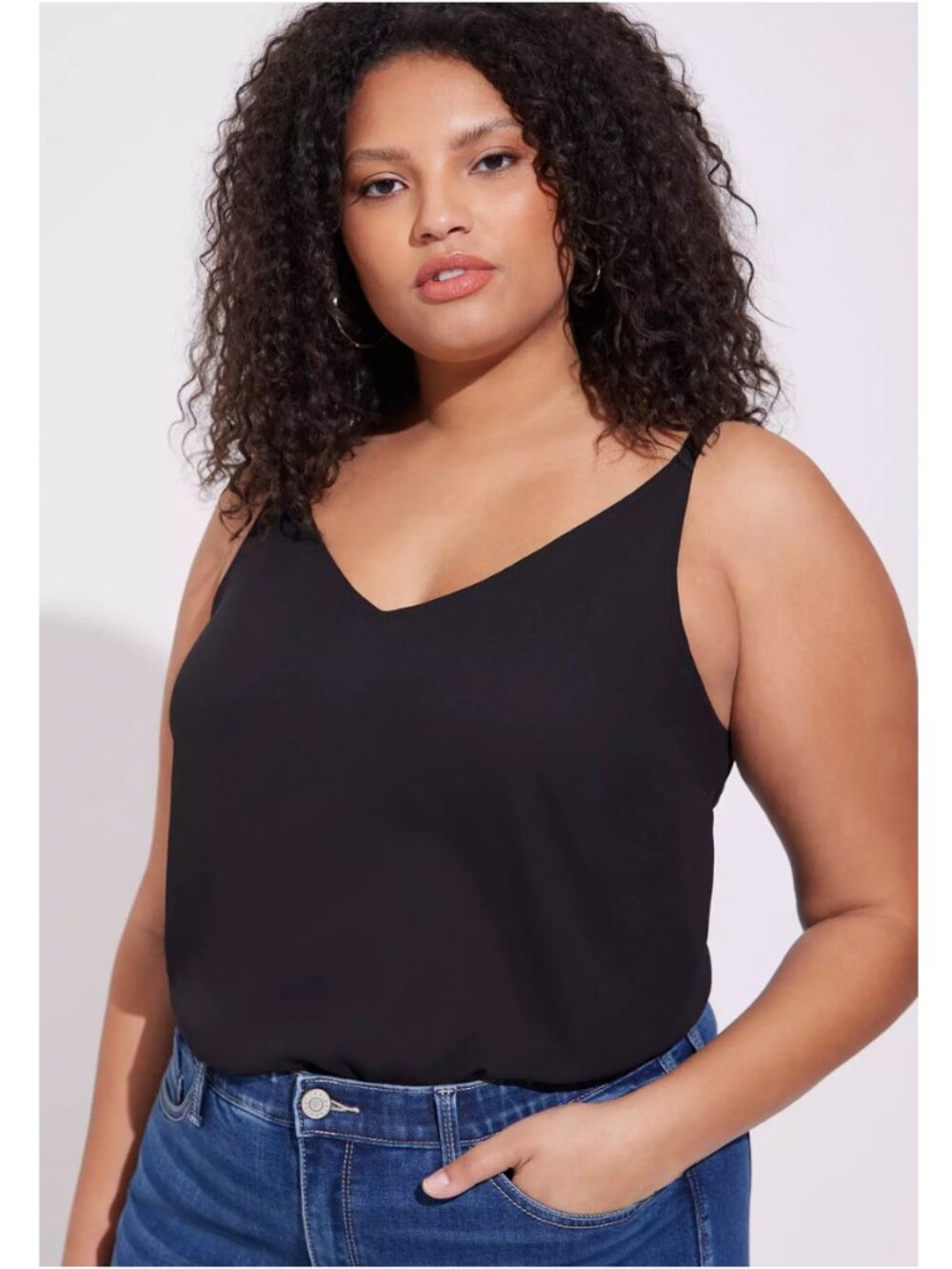 NWT Torrid 2 Black Georgette V-Neck Cami Top 2X 18 20